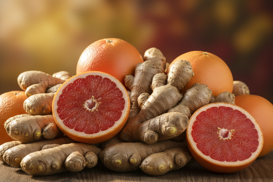 mucho más jengibre y mucho más pomelo, pero que no se fusionen, si no que estén sólo mezclados, sin fondo blanco